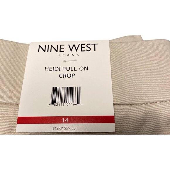Nine West Womens Heidi Pull-On Crop Pants Size 14 Beige Yoga Stretch Twill Skinn - Picture 4 of 5